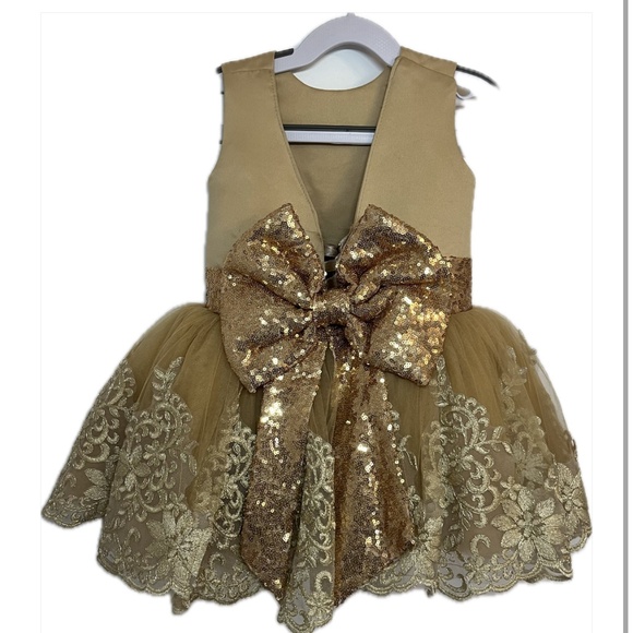Toddler Gold Special Ocaccion Dress 18-24 - Picture 2 of 6